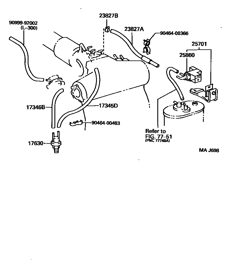 Toyota HILUX vacuum tube EPC diagram — MAJ698