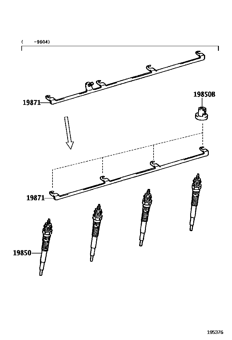 Toyota HILUX 点火线圈和火花塞 EPC diagram — 195376