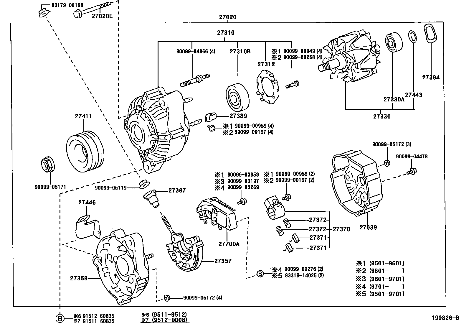 Toyota HILUX Alternator EPC diagram — 190826B