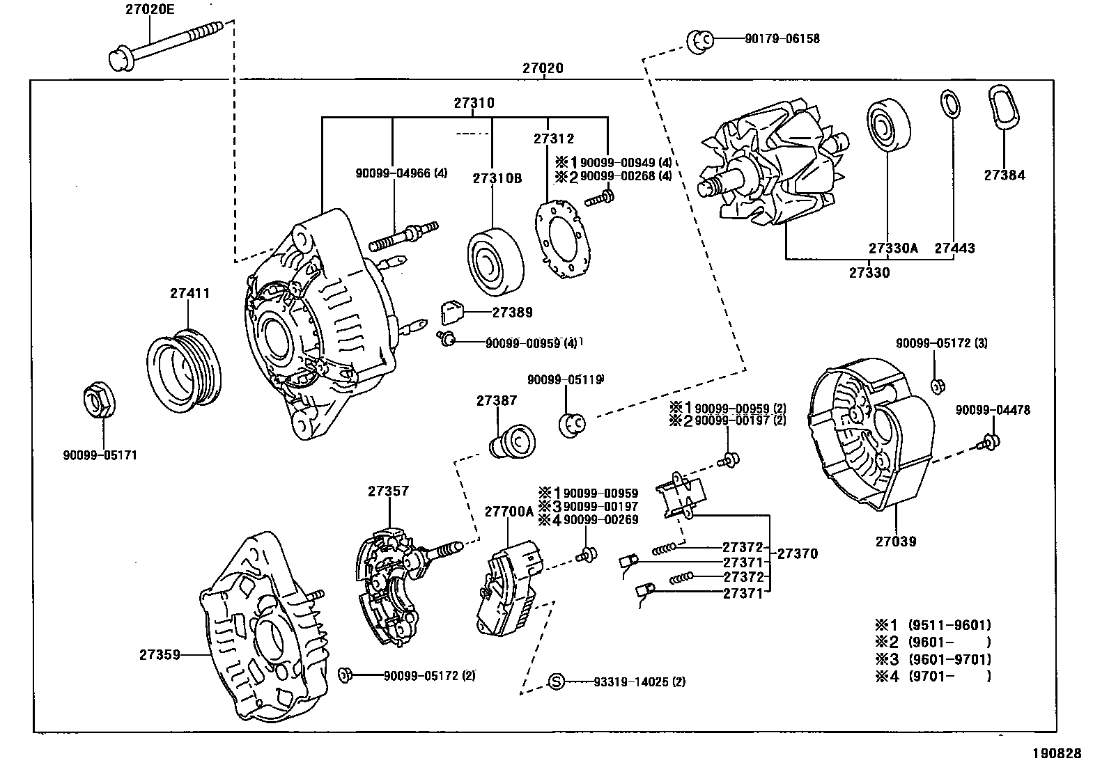 Toyota HILUX Alternator EPC diagram — 190828