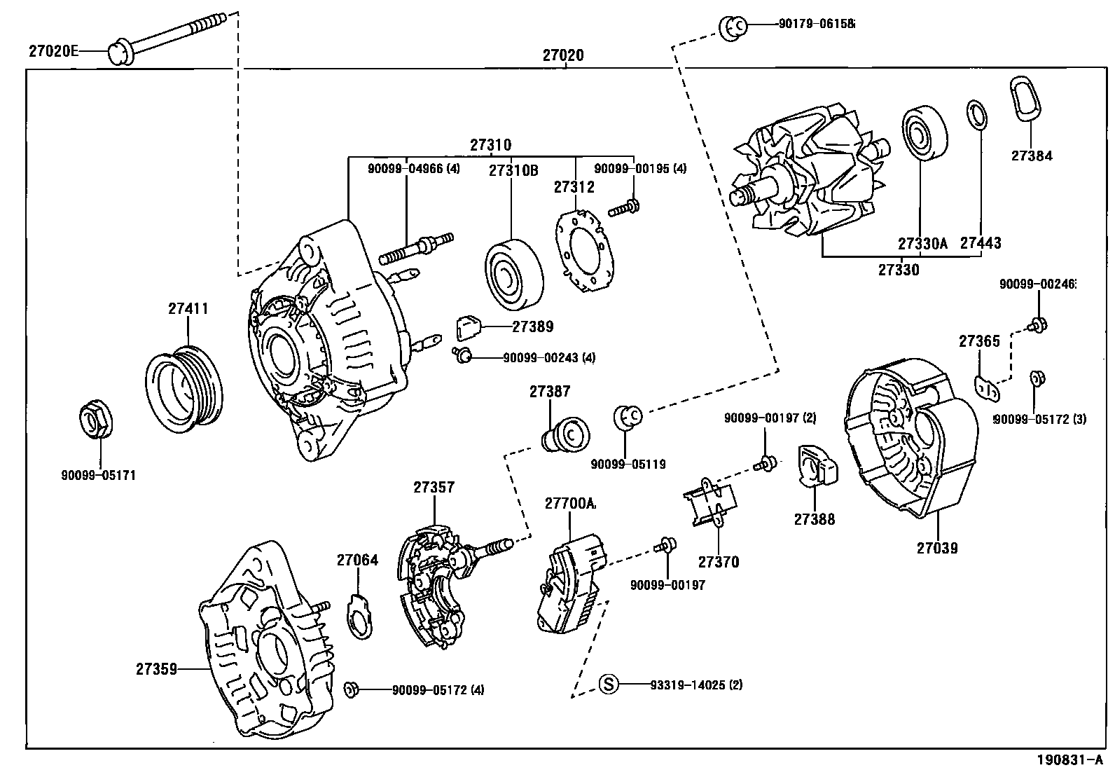 Toyota HILUX Alternator EPC diagram — 190831A