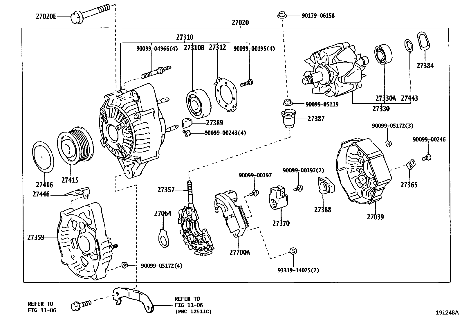 Toyota HILUX Alternator EPC diagram — 191248A