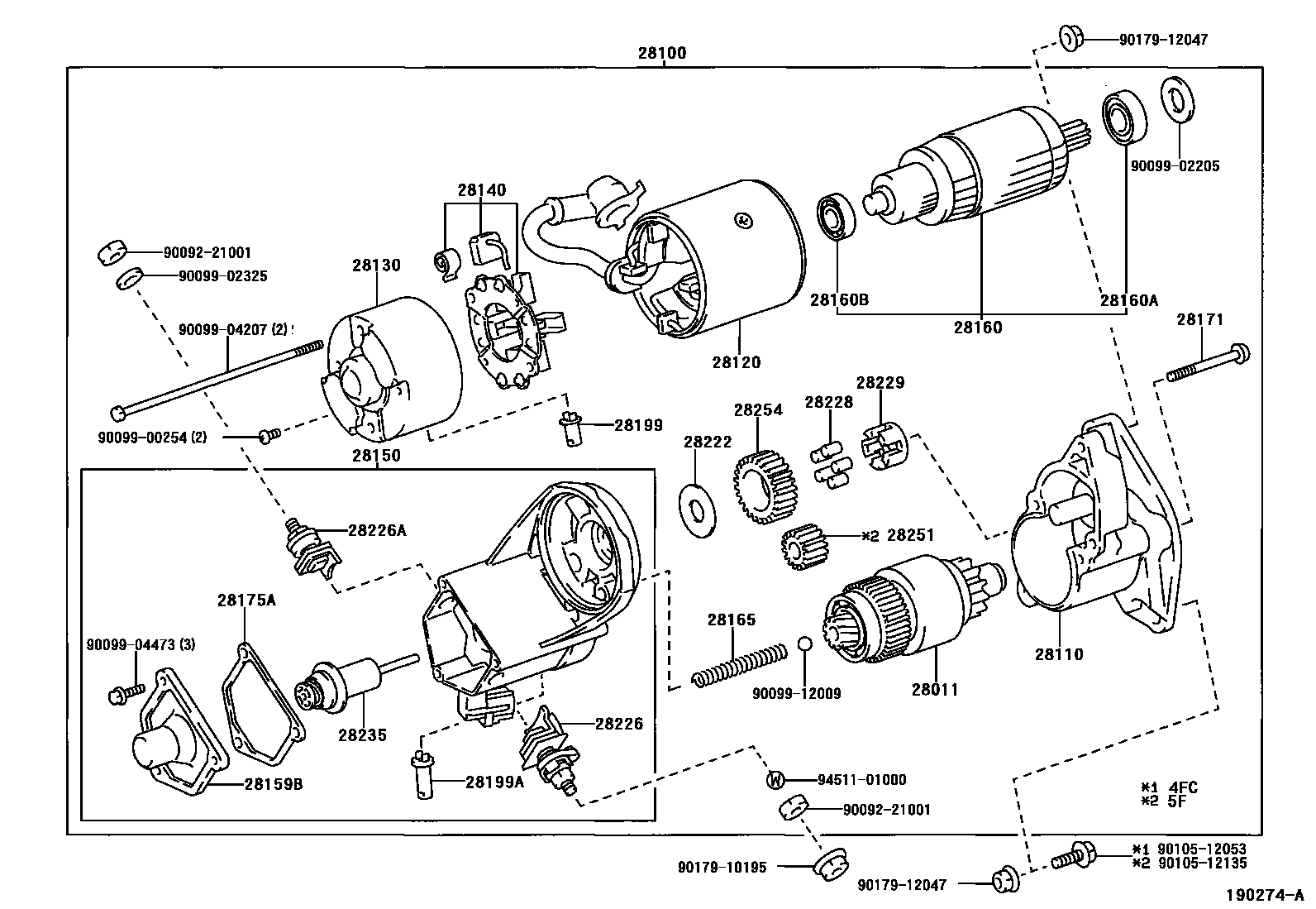 Toyota HILUX 起动机 EPC diagram — 190274A