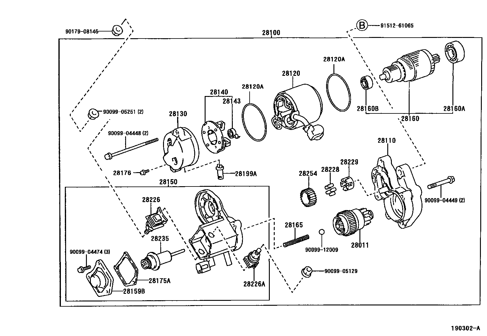 Toyota HILUX 起动机 EPC diagram — 190302A