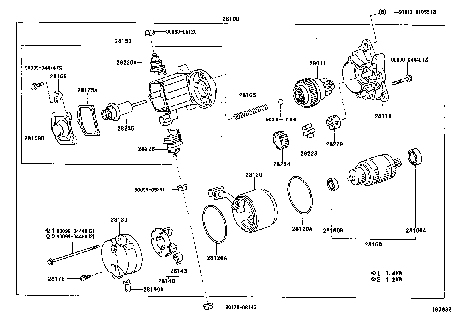 Toyota HILUX 起动机 EPC diagram — 190833