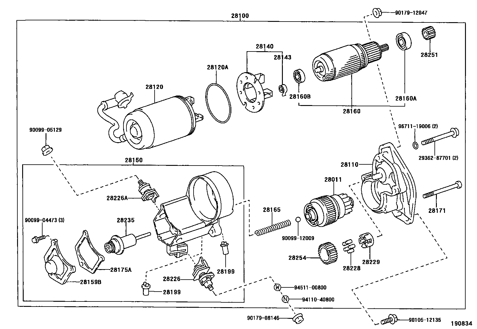 Toyota HILUX 起动机 EPC diagram — 190834