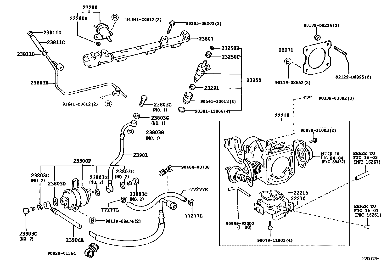 Toyota HILUX 燃油喷射系统 EPC diagram — 220017F