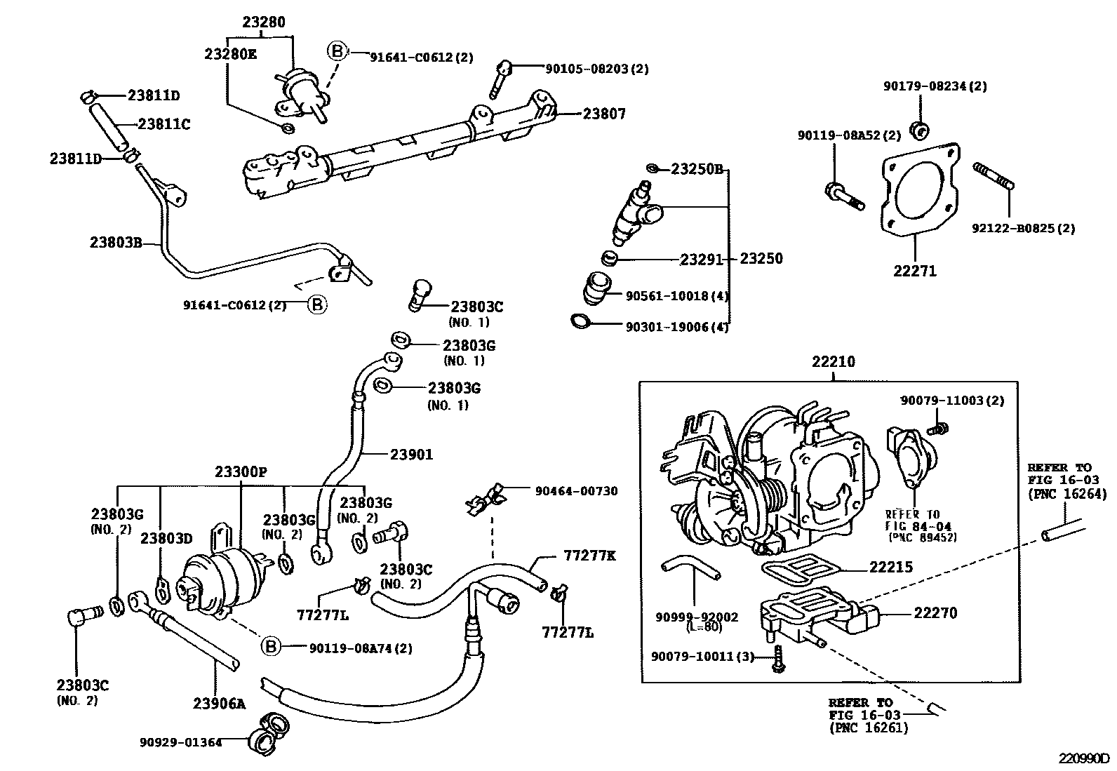 Toyota HILUX 燃油喷射系统 EPC diagram — 220990D