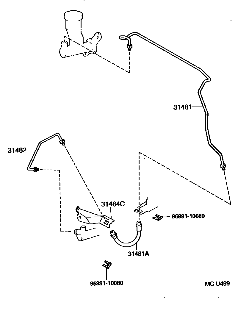 Toyota HILUX 离合器踏板和挠性软管 EPC diagram — MCU499