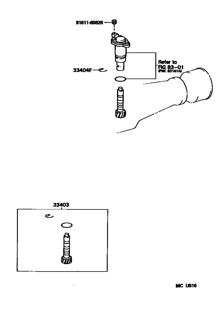 Toyota HILUX 速度表从动齿轮(MTM) EPC diagram — MCU510