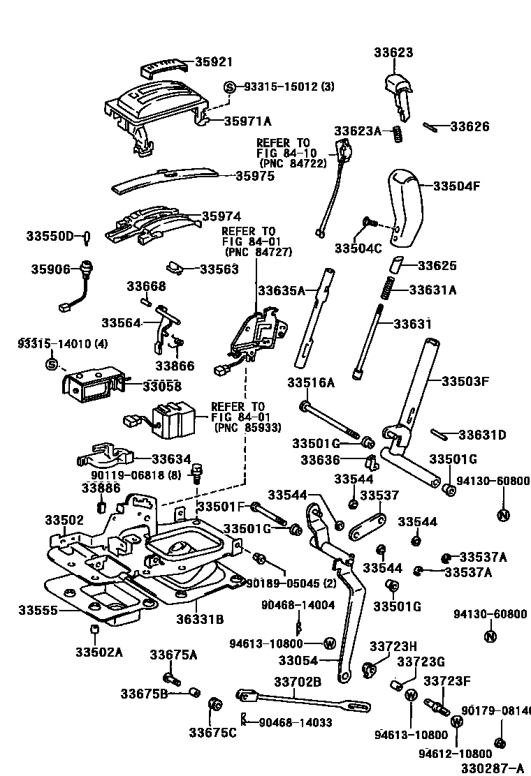 Toyota HILUX Shift Lever & Retainer EPC diagram — 330287A
