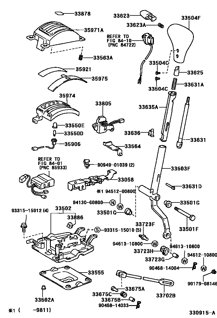 Toyota HILUX Shift Lever & Retainer EPC diagram — 330915A