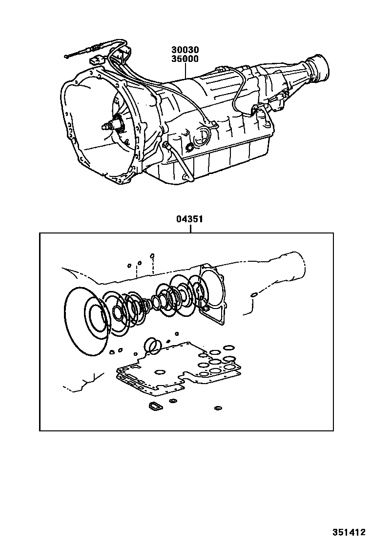 Toyota HILUX 传动桥或变速器总成和衬垫组件(ATM) EPC diagram — 351412