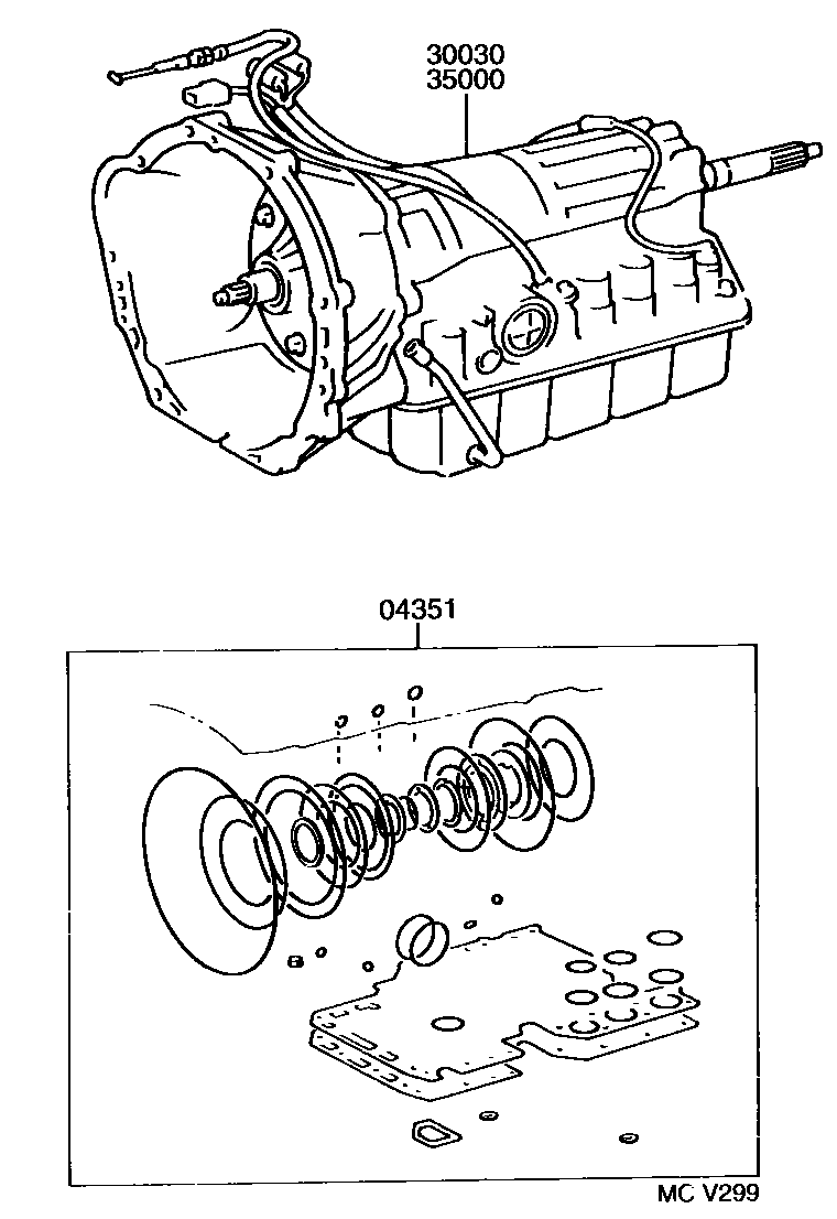 Toyota HILUX 传动桥或变速器总成和衬垫组件(ATM) EPC diagram — MCV299