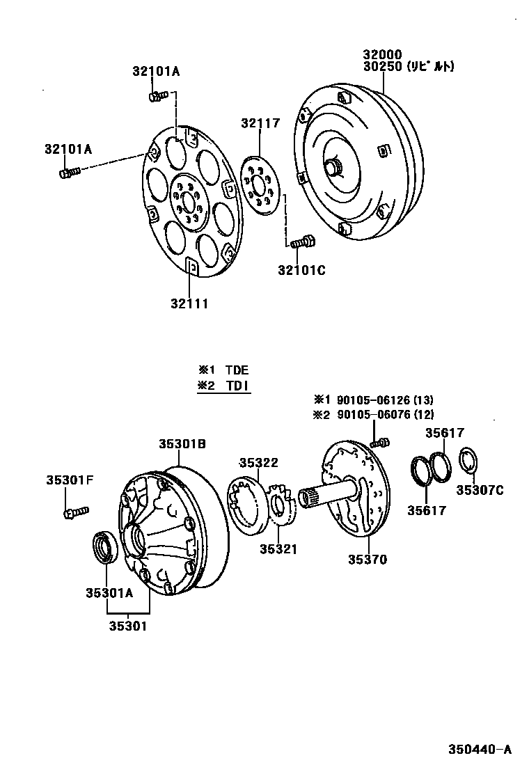 Toyota HILUX 变矩器、前油泵和链条(ATM) EPC diagram — 350440A
