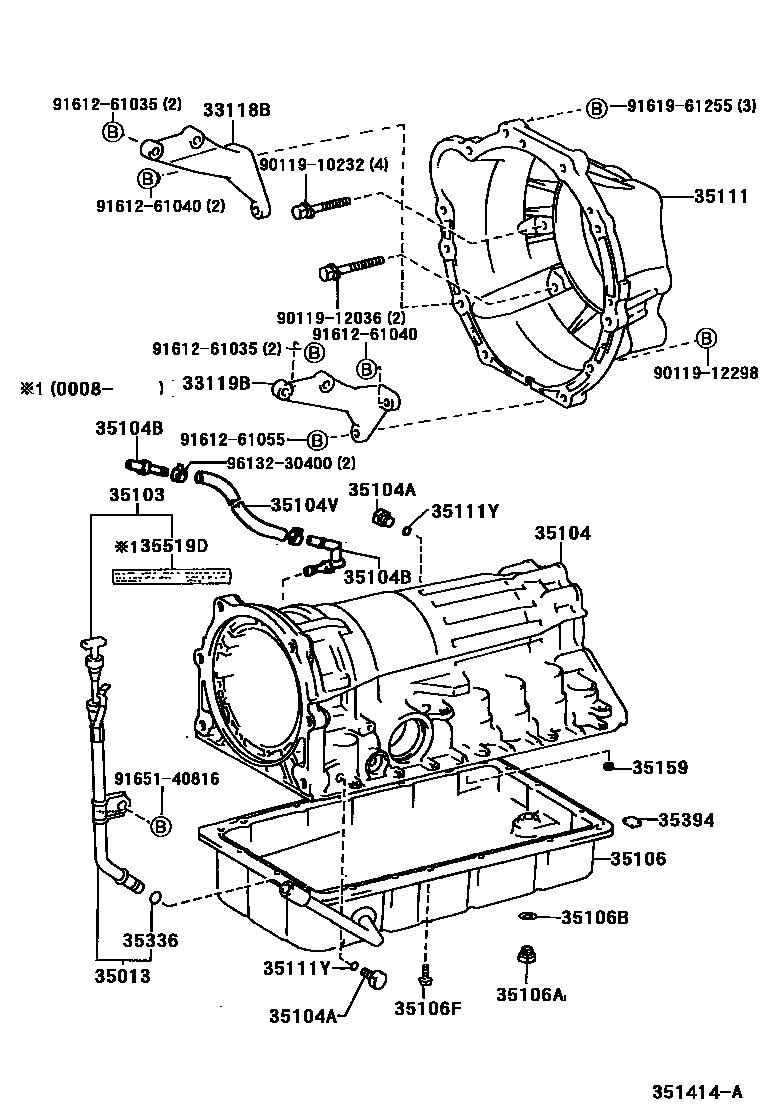 Toyota HILUX 变速器壳和油底壳(ATM) EPC diagram — 351414A