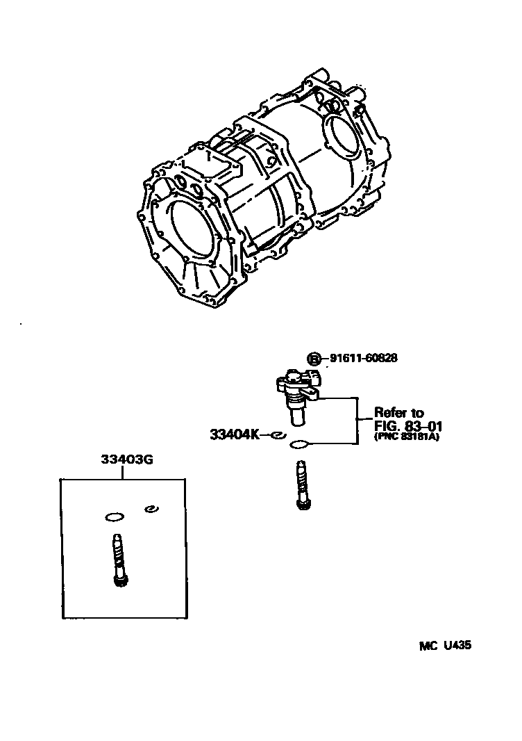 Toyota HILUX 速度表从动齿轮(ATM) EPC diagram — MCU435