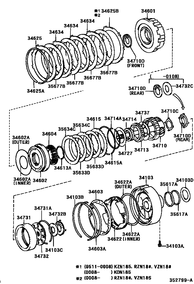 Toyota HILUX 超速档齿轮(ATM) EPC diagram — 352799A