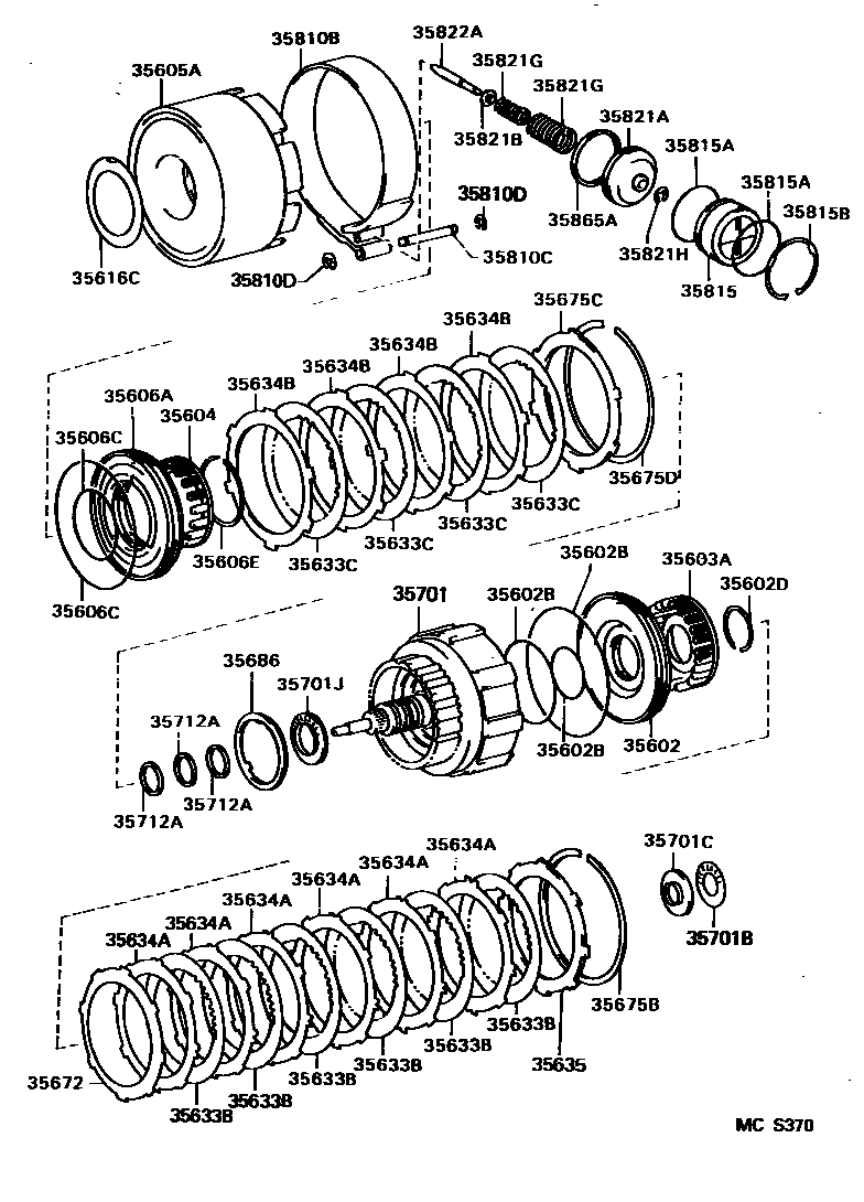 Toyota HILUX 制动带和多片式离合器(ATM) EPC diagram — MCS370