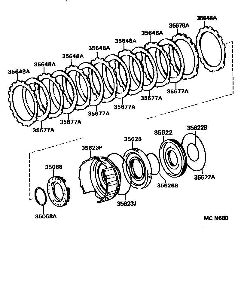 Toyota HILUX 3号制动器、一档和倒档制动器(ATM) EPC diagram — MCN680