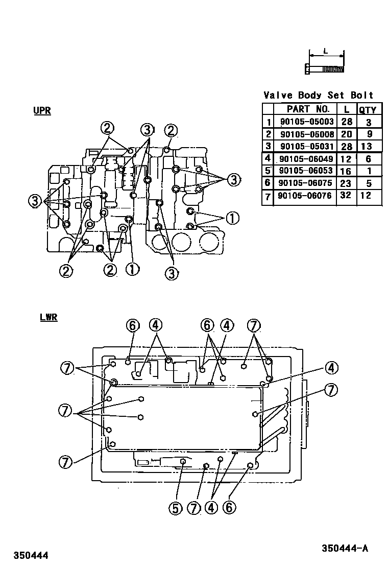 Toyota HILUX 阀体和滤油网(ATM) EPC diagram — 350444A