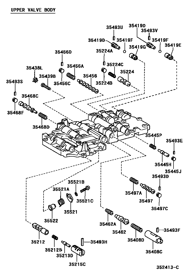 Toyota HILUX 阀体和滤油网(ATM) EPC diagram — 352413C