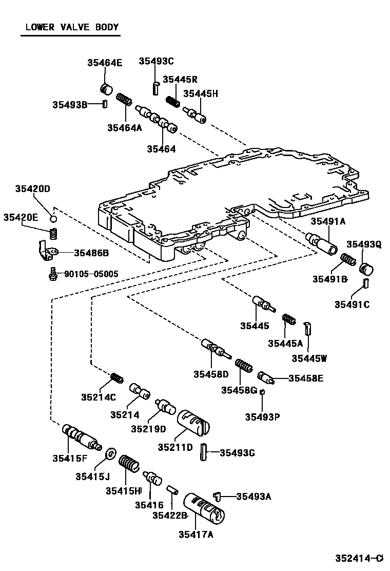 Toyota HILUX 阀体和滤油网(ATM) EPC diagram — 352414C