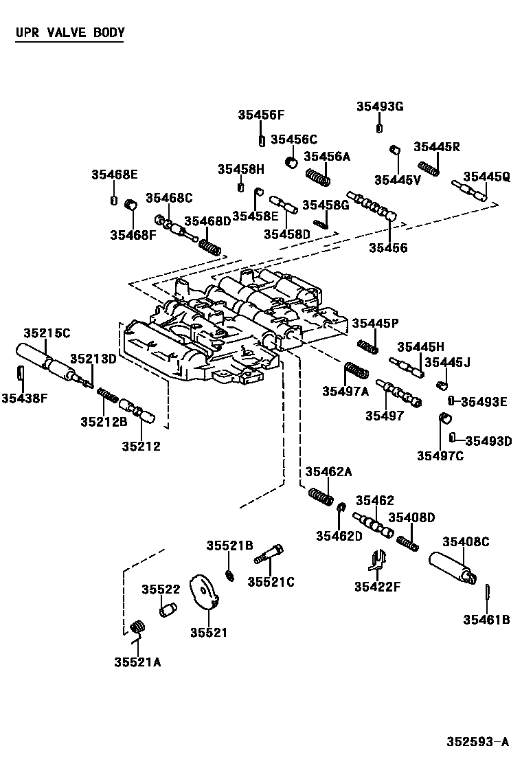 Toyota HILUX 阀体和滤油网(ATM) EPC diagram — 352593A