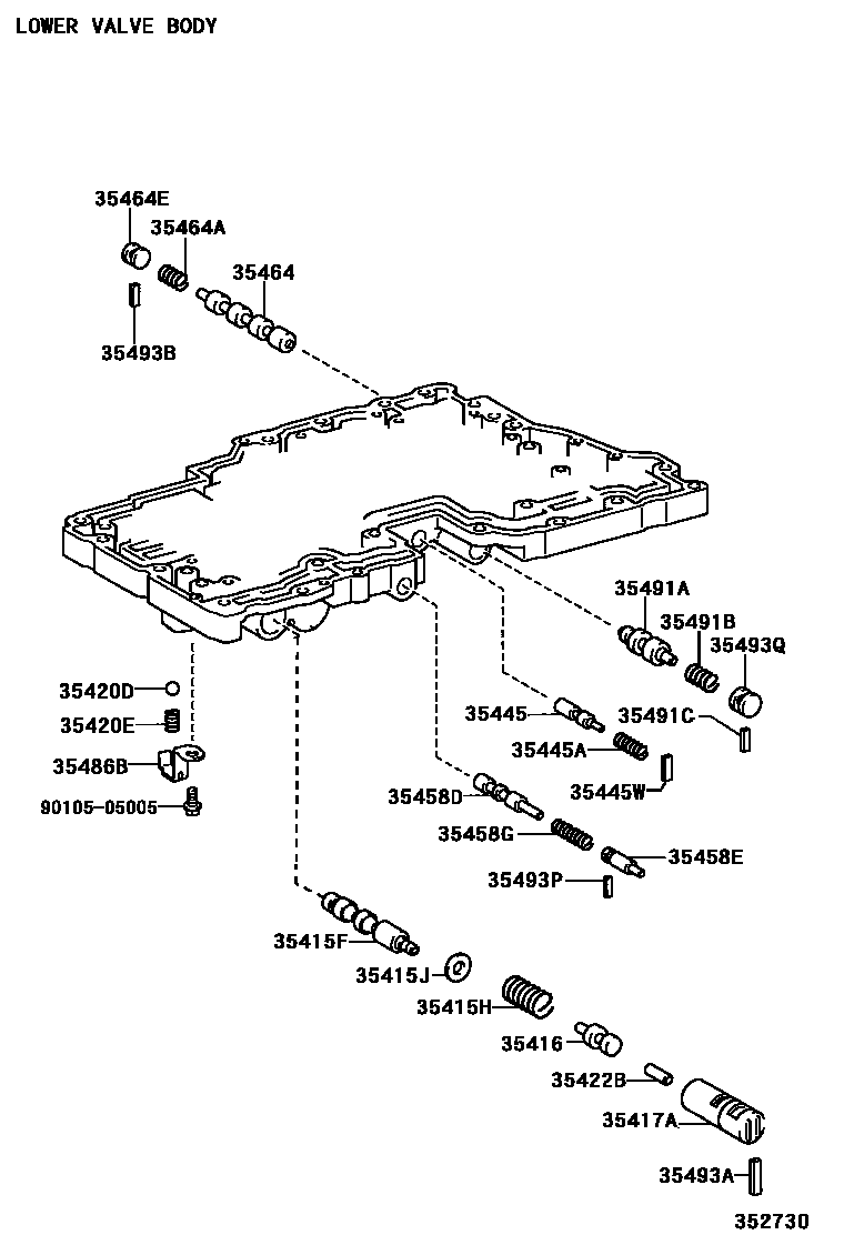 Toyota HILUX 阀体和滤油网(ATM) EPC diagram — 352730