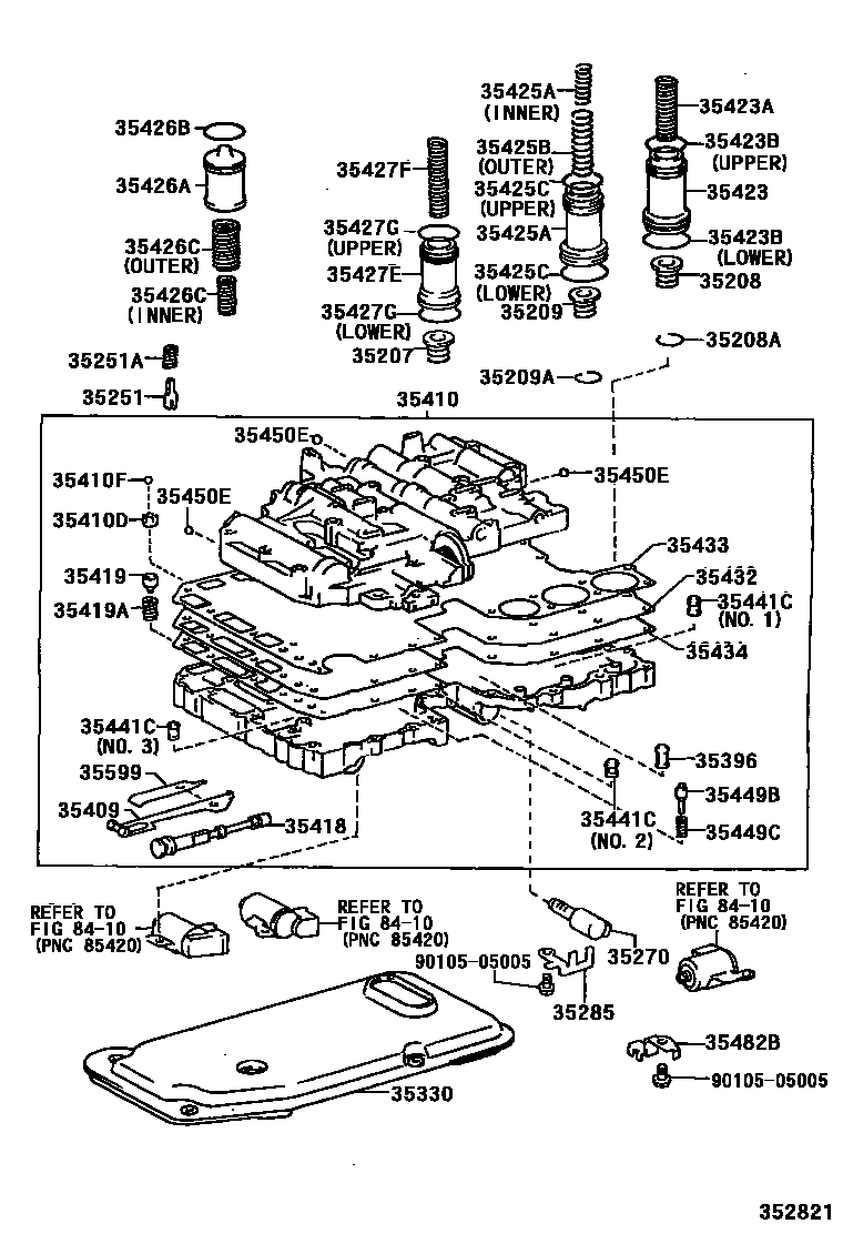 Toyota HILUX 阀体和滤油网(ATM) EPC diagram — 352821