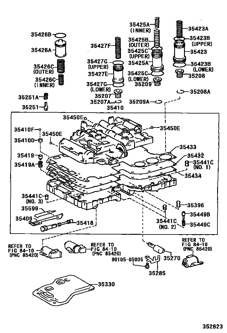 Toyota HILUX 阀体和滤油网(ATM) EPC diagram — 352823