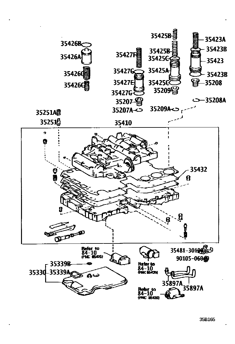 Toyota HILUX 阀体和滤油网(ATM) EPC diagram — 35B165