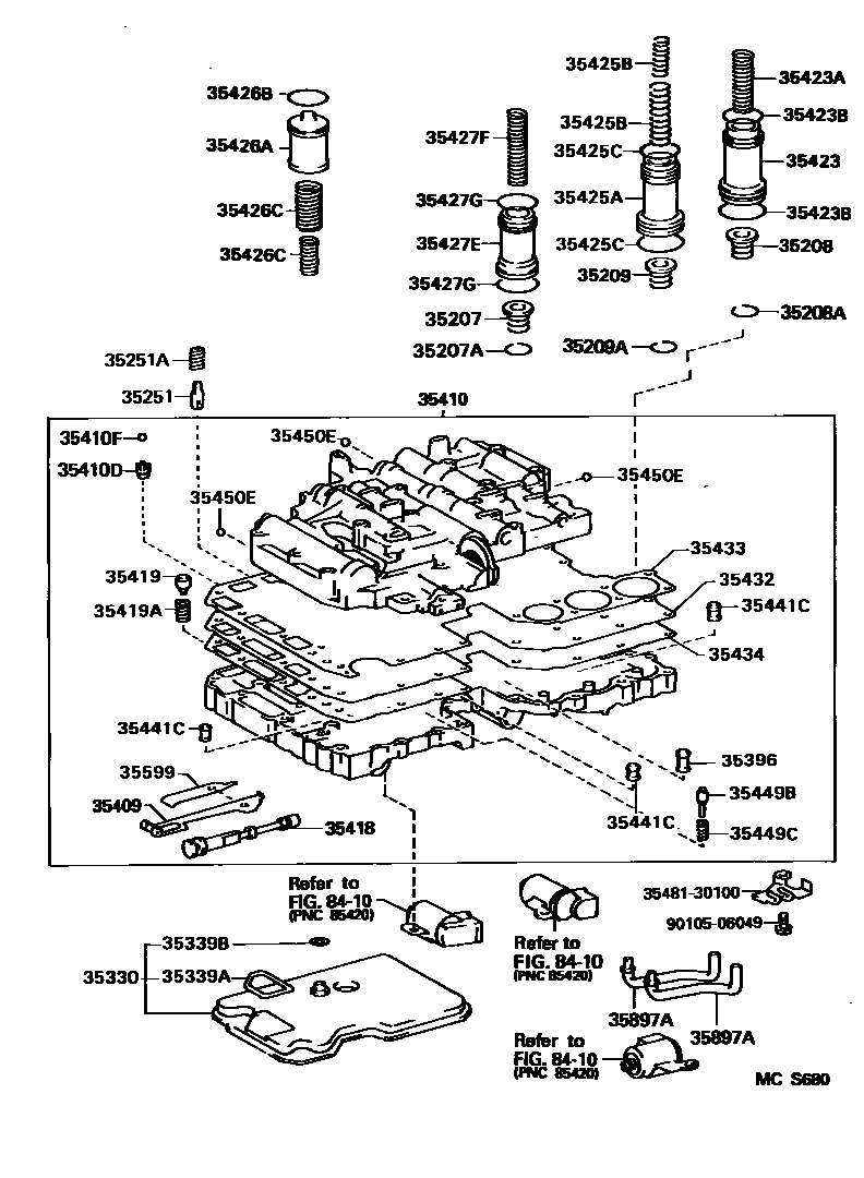 Toyota HILUX 阀体和滤油网(ATM) EPC diagram — MCS680