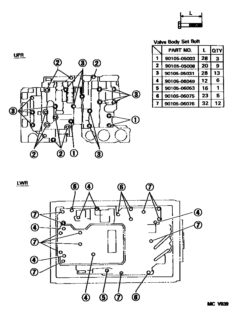 Toyota HILUX 阀体和滤油网(ATM) EPC diagram — MCV039