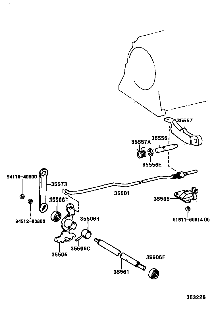 Toyota HILUX 节气阀连杆和阀杆(ATM) EPC diagram — 353226