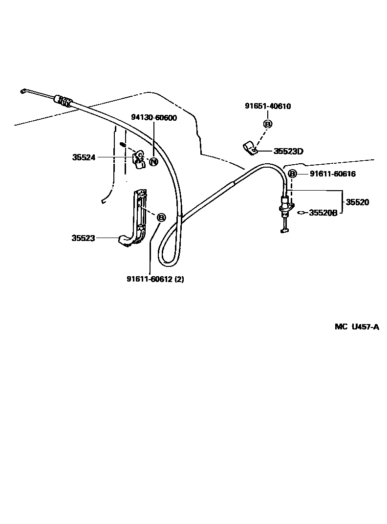 Toyota HILUX 节气阀连杆和阀杆(ATM) EPC diagram — MCU457A