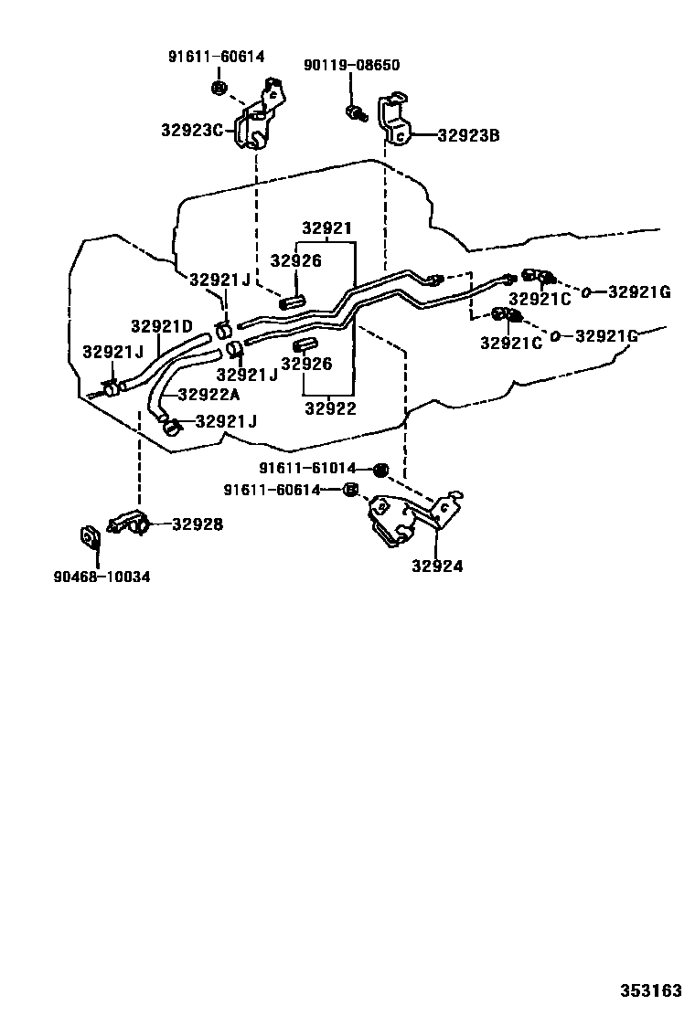 Toyota HILUX 变速器油冷却器和配管(ATM) EPC diagram — 353163