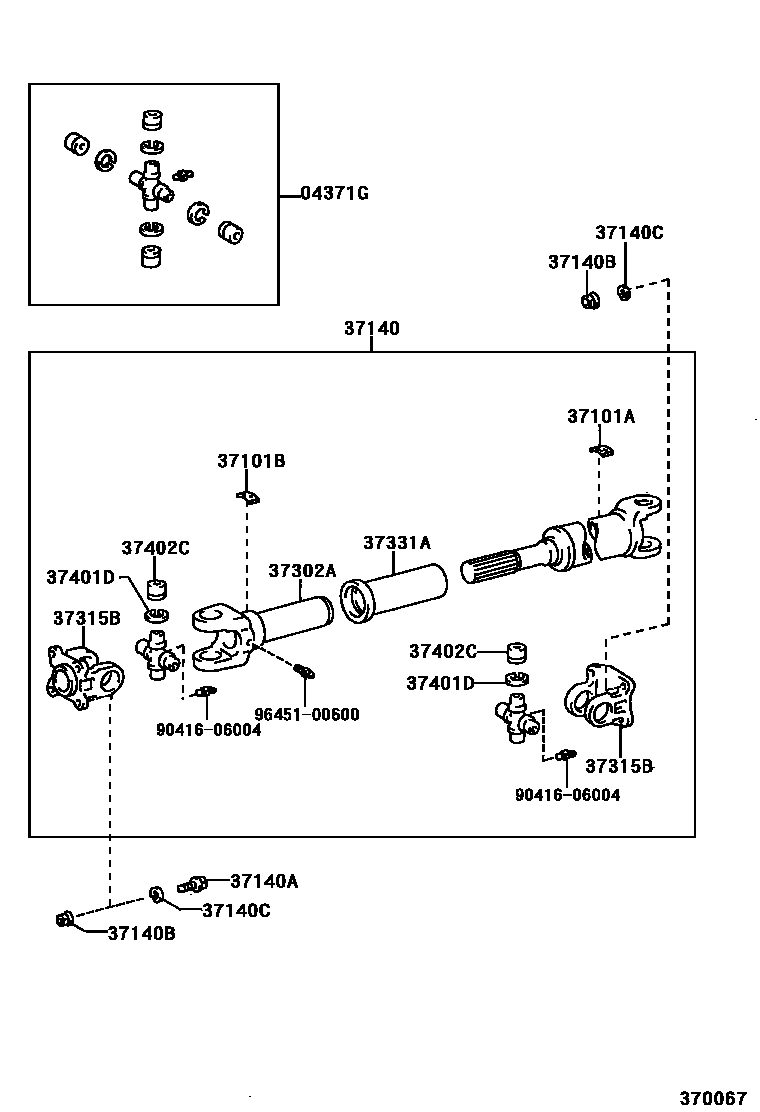 Toyota HILUX Propeller Shaft & Universal Joint EPC diagram — 370067