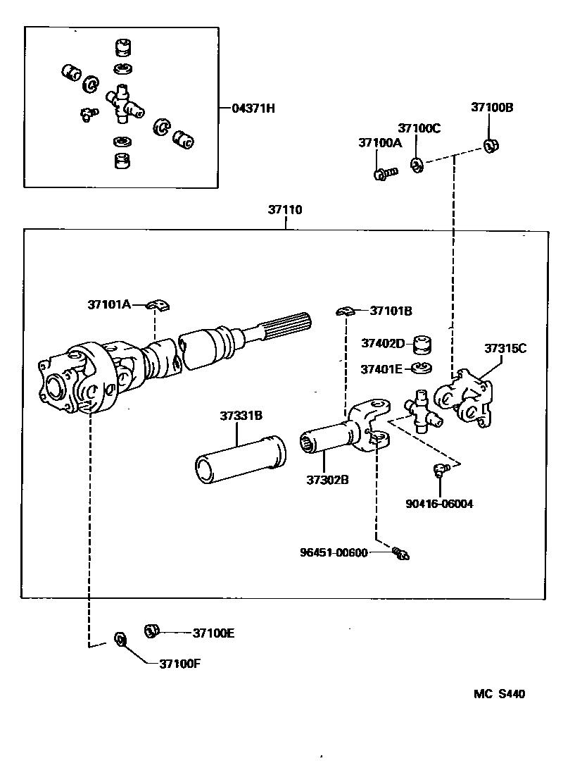 Toyota HILUX Propeller Shaft & Universal Joint EPC diagram — MCS440