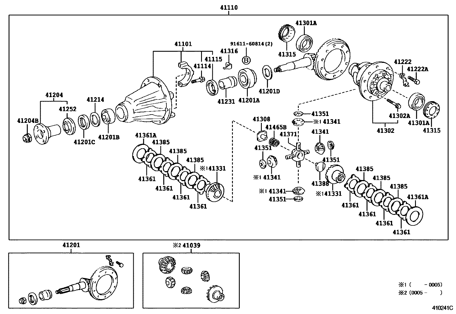 Toyota HILUX 后桥壳和差速器 EPC diagram — 410241C