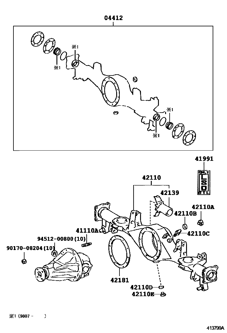 Toyota HILUX 后桥壳和差速器 EPC diagram — 413799A