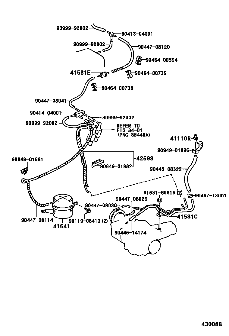Toyota HILUX 前桥壳和差速器 EPC diagram — 430088