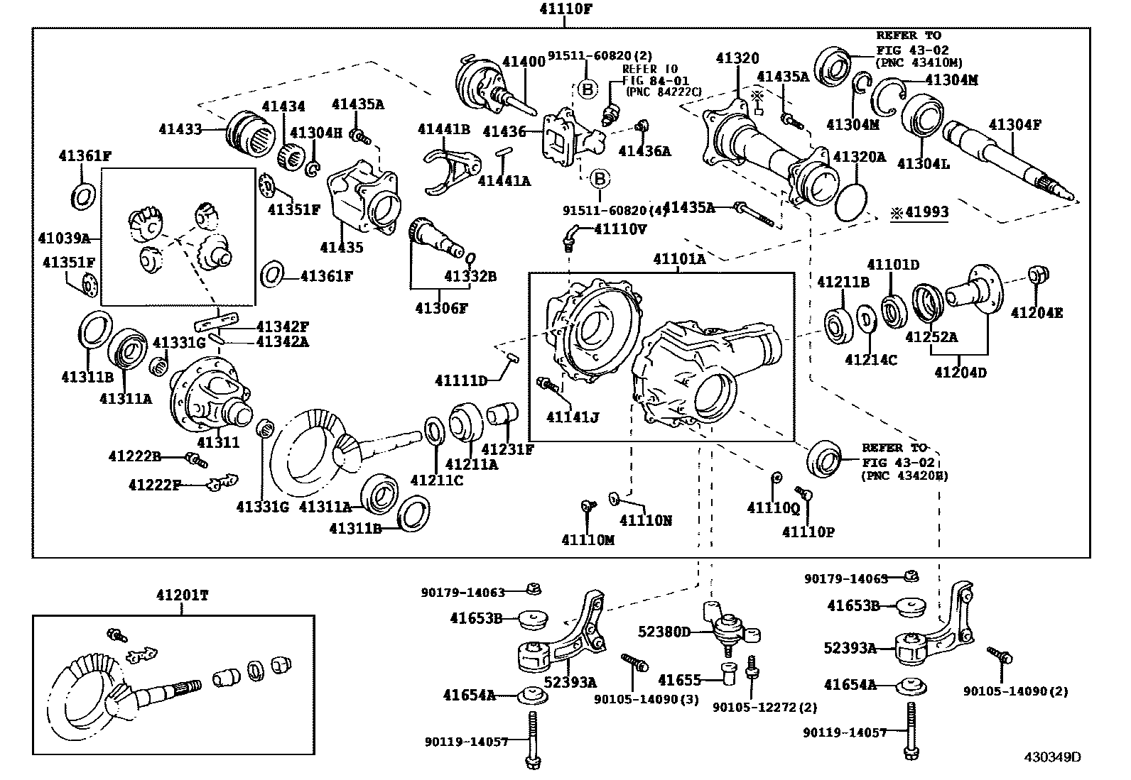 Toyota HILUX 前桥壳和差速器 EPC diagram — 430349D