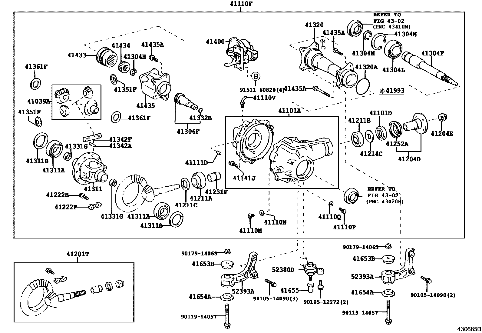 Toyota HILUX 前桥壳和差速器 EPC diagram — 430665B