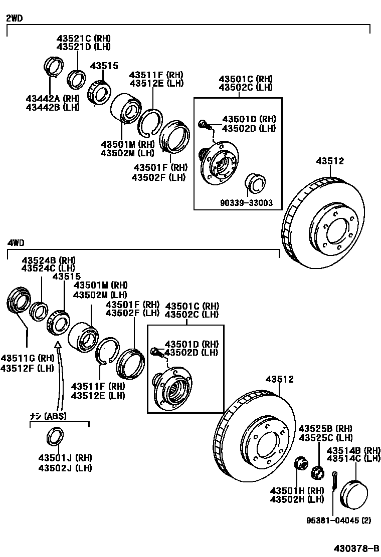 Toyota HILUX Front Axle Hub EPC diagram — 430378B