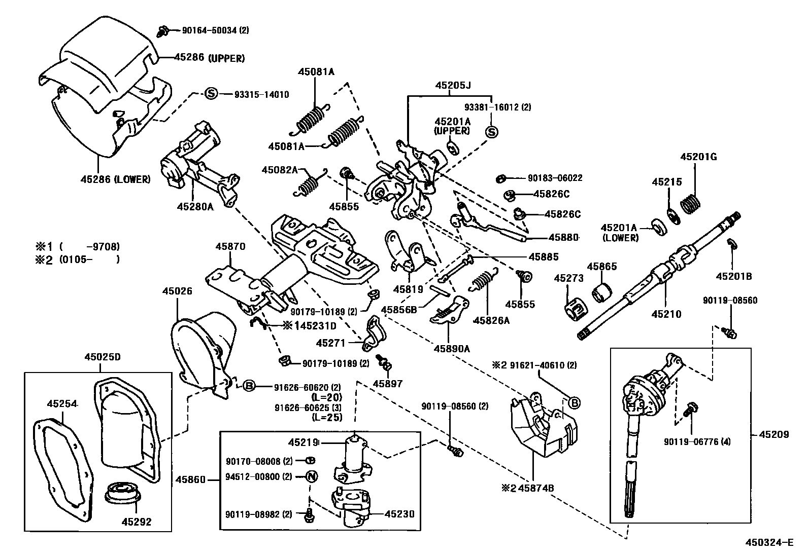 Toyota HILUX Steering Column & Shaft EPC diagram — 450324E