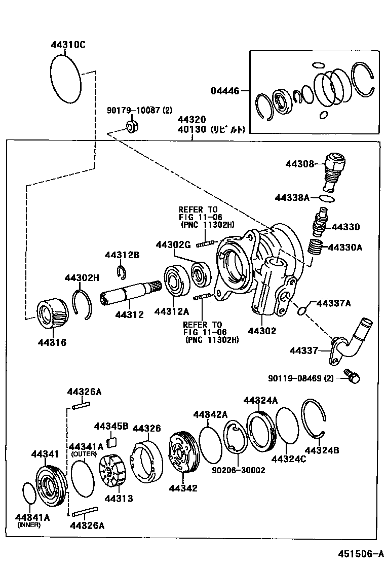 Toyota HILUX 叶片泵和储油罐(动力转向) EPC diagram — 451506A