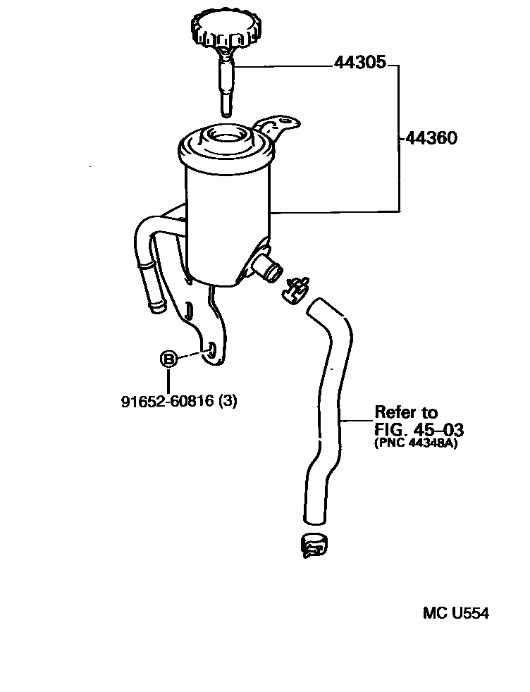Toyota HILUX 叶片泵和储油罐(动力转向) EPC diagram — MCU554