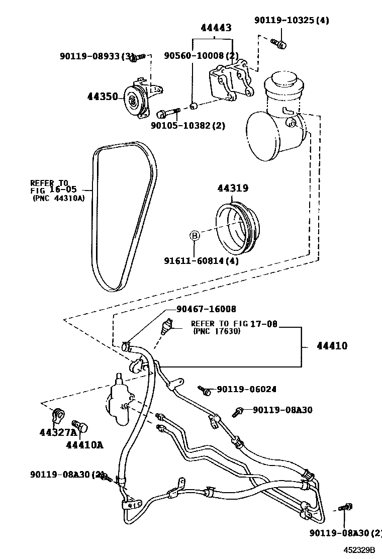 Toyota HILUX 动力转向配管 EPC diagram — 452329B
