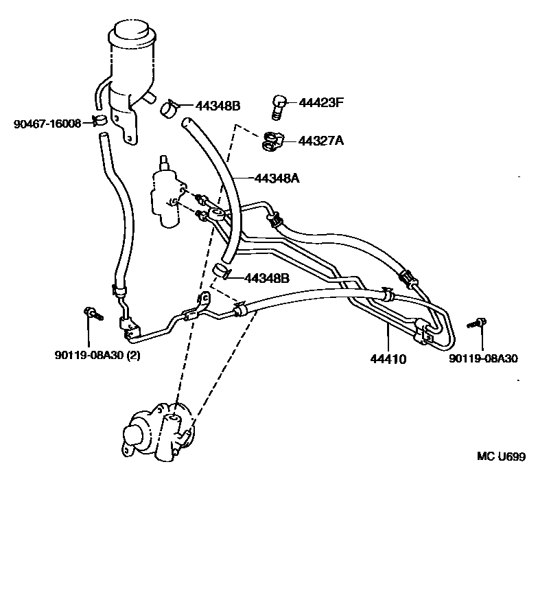 Toyota HILUX 动力转向配管 EPC diagram — MCU699